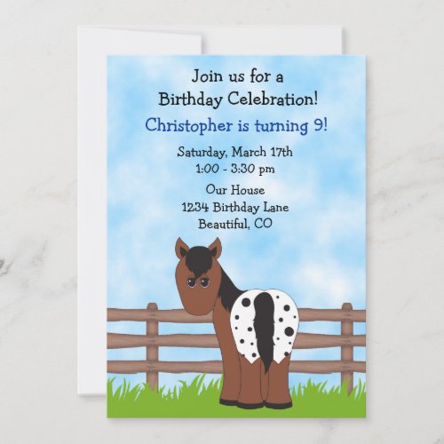 Horse Birthday Invitation for Boys