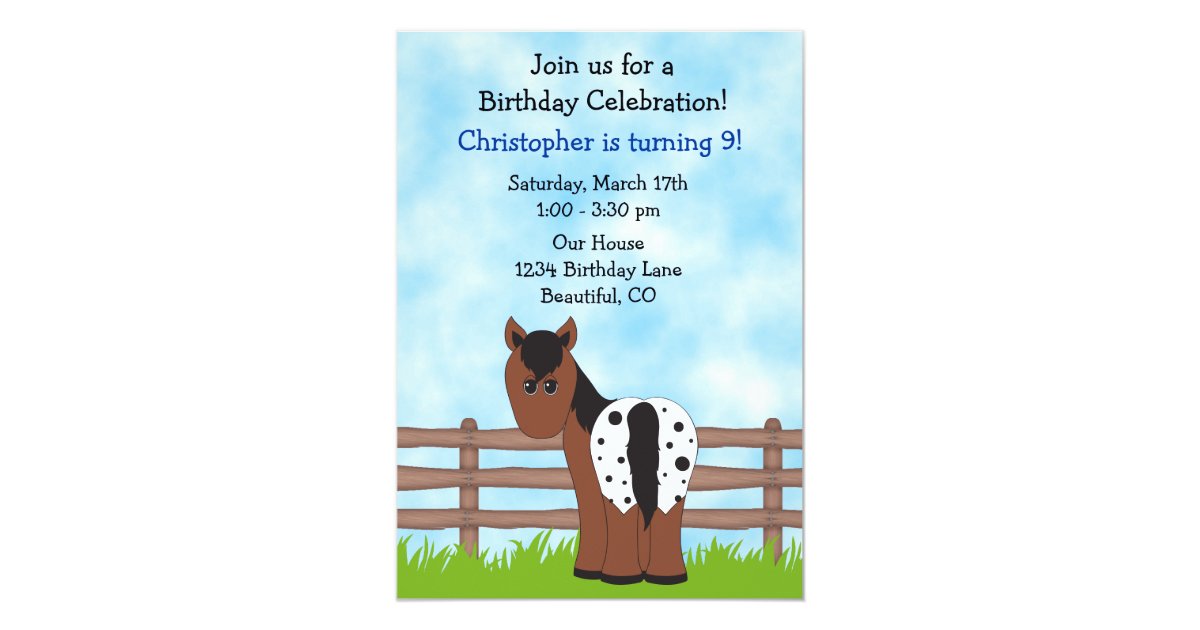 Horse Birthday Invitation for Boys