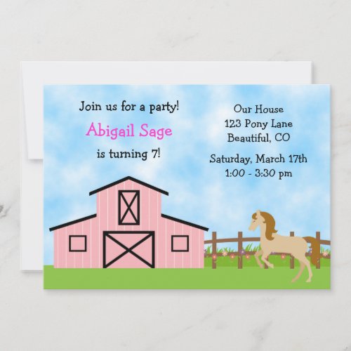 Horse Birthday Invitation for Girls