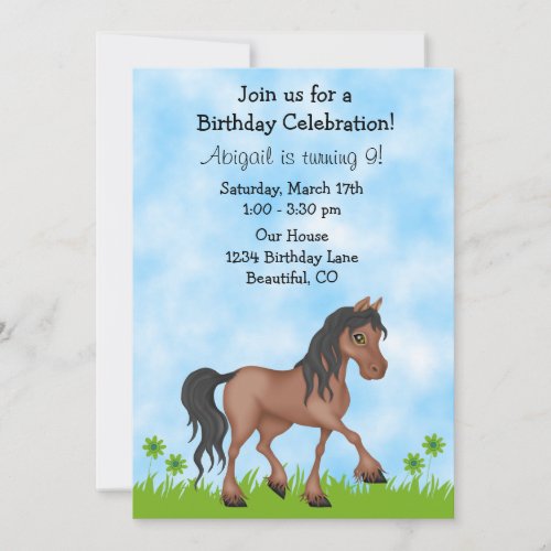 Horse Birthday Invitation for Girls