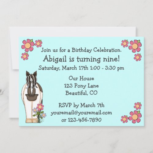 Horse Birthday Invitation for Girls