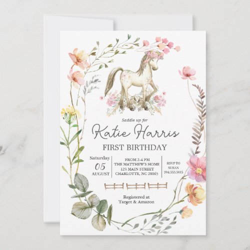 Horse birthday invitation Pony Birthday invite  Invitation