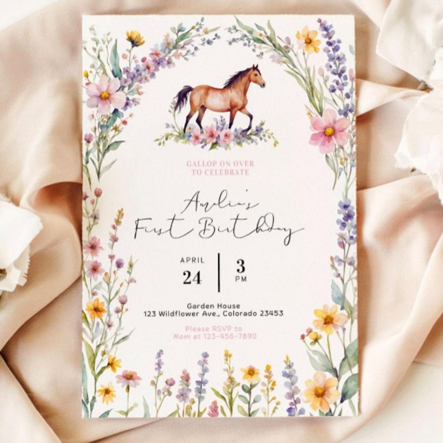 Horse Birthday Invitation Template,Editable Gallop (Creator Uploaded)