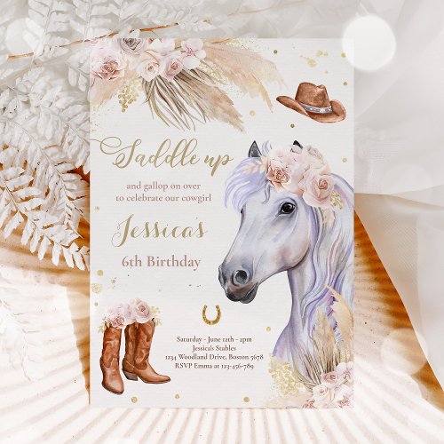 Horse Birthday Party Bohemian Cowgirl Birthday Invitation