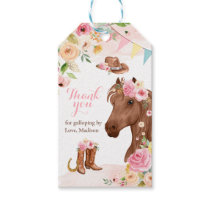 Horse Birthday Party Cowgirl Pink Floral Birthday  Gift Tags