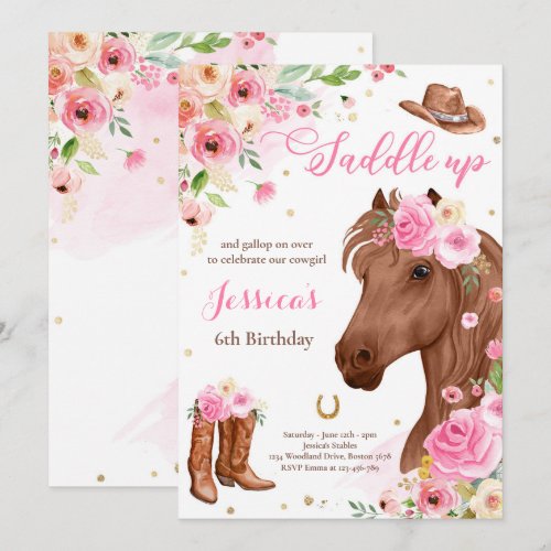 Horse Birthday Party Cowgirl Pink Floral Birthday