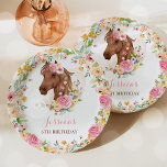 Horse Birthday Party Cowgirl Pink Floral Birthday  Paper Plates<br><div class="desc">Horse Birthday Party Cowgirl Pink Floral Birthday Paper Plates
All designs are © PIXEL PERFECTION PARTY LTD</div>