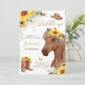 Horse Birthday Party Cowgirl Sunflower Birthday  I Invitation (Standing Front)