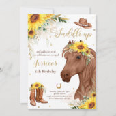 Horse Birthday Party Cowgirl Sunflower Birthday  I Invitation (Front)