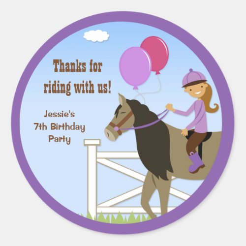 Horse Birthday Party Favor Stickers