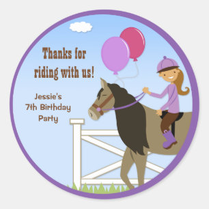Horse Birthday Party Favor Stickers