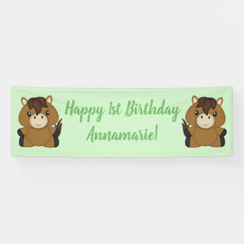 Horse Birthday Party Green Banner