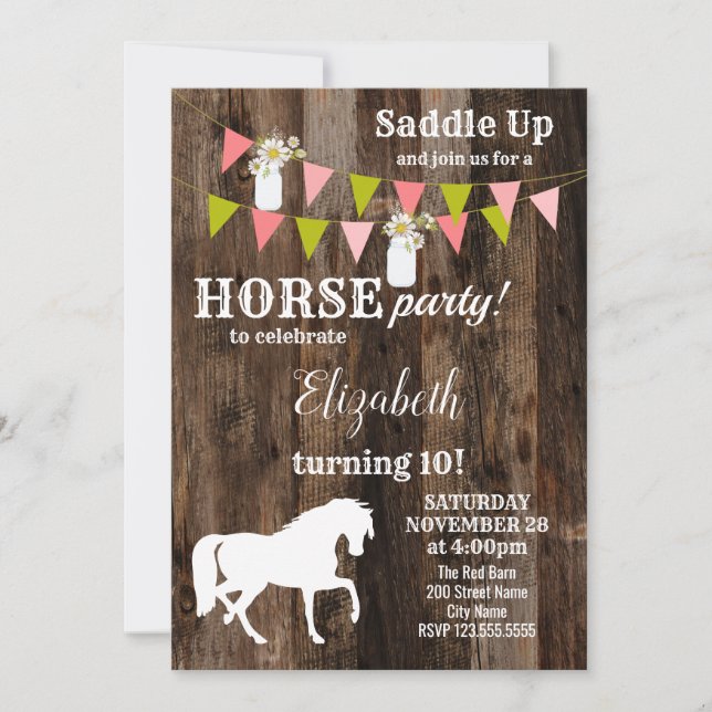 Horse birthday party Invitation (Front)