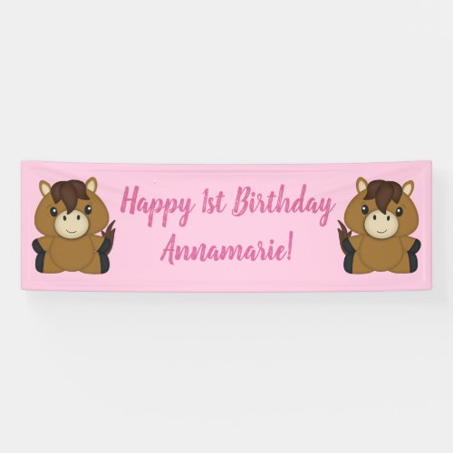 Horse Birthday Party Pink Banner