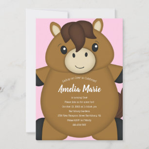 Horse Birthday Party Pink Invitation