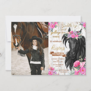 Horse Birthday Party rustic Cowgirl Birthday Invitation