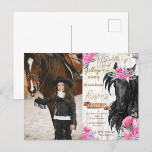 Horse Birthday Party rustic Cowgirl Birthday Postcard