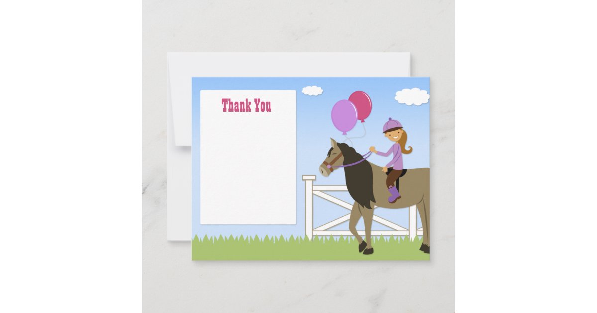 Horse Birthday Party Thank You Card | Zazzle