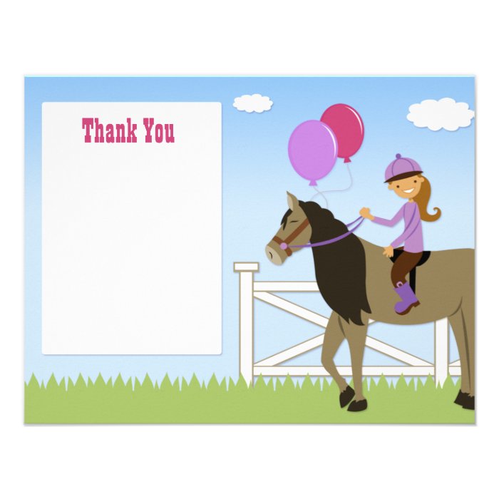 Horse Birthday Party Thank You Card Invitations