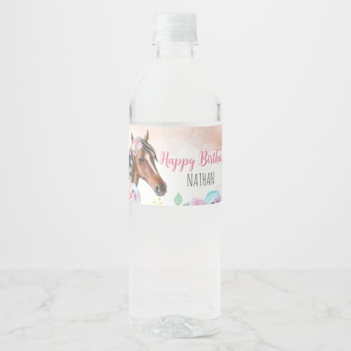 Horse Birthday Party Water Bottle Label