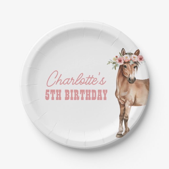 Horse Birthday Pony Party Paper Plates (Front)