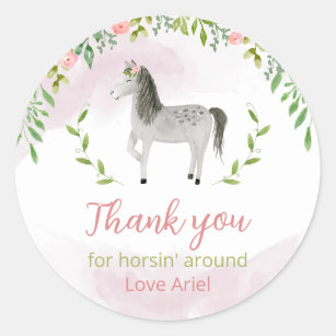 Horse Birthday sticker, Cowgirl Birthday Party Classic Round Sticker