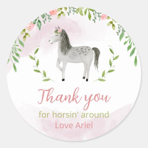 Horse Birthday sticker Cowgirl Birthday Party Classic Round Sticker