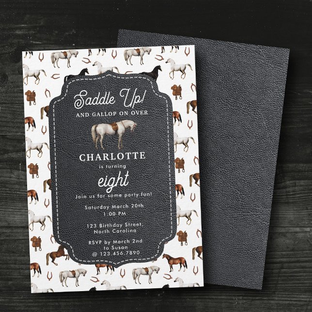 Horse Birthday Theme Cowgirl Cowboy Invitation (Horse Birthday Theme Cowgirl Cowboy Invitation)