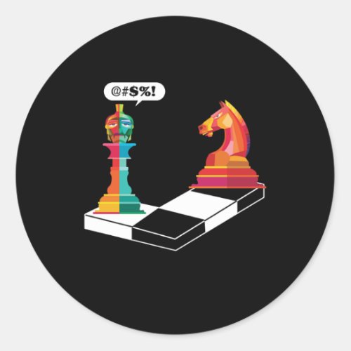 Horse Bishop Chess Pieces Board Checkmate Gift Classic Round Sticker