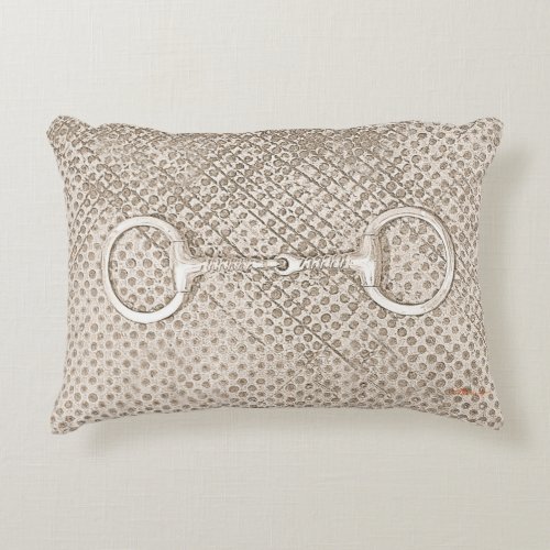 Horse Bit Nuetrals Equestrian Barn Decor Accent Pillow