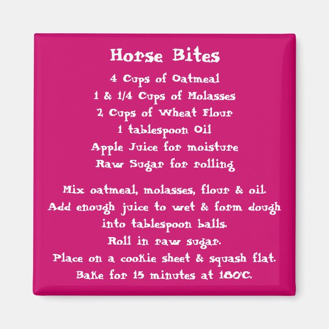 Horse Bites Recipe Magnet color (Front)