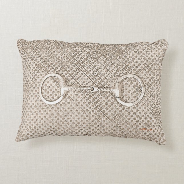Horse Bits Equestrian Barn Photo Art Fun Accent Pillow (Back)