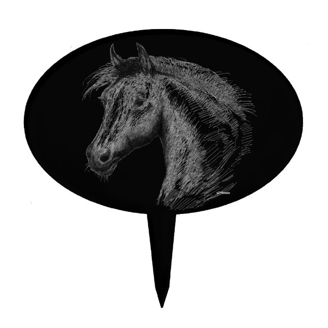 Horse:  Black Cake Topper (Front)