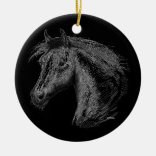Horse: Black Ceramic Ornament