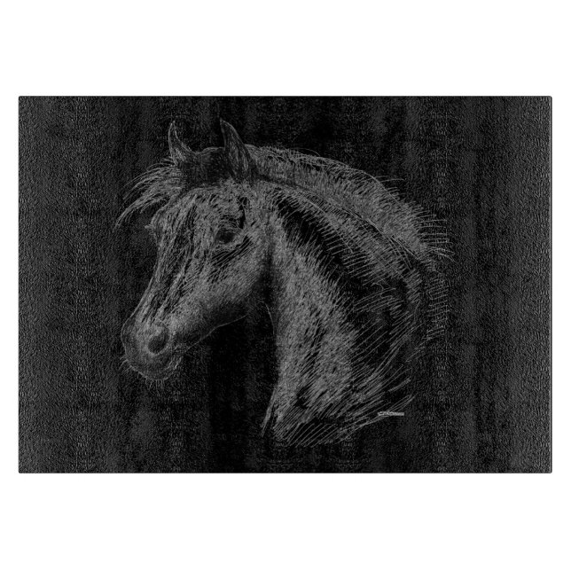 Horse:  Black Cutting Board (Front)