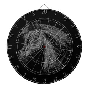 Horse:  Black Dartboard With Darts