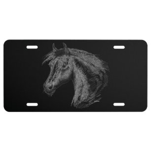 Horse: Black License Plate