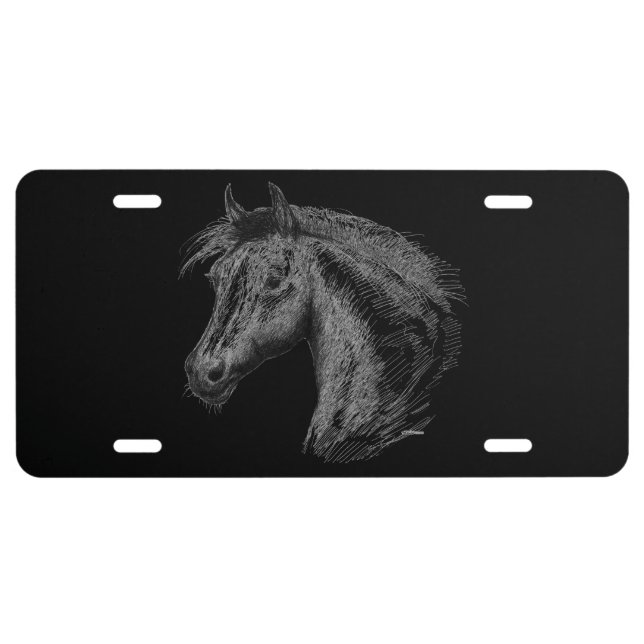 Horse:  Black License Plate (Front)
