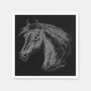 Horse:  Black Paper Napkins