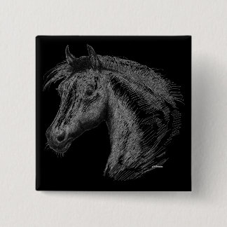 Horse: Black Pinback Button