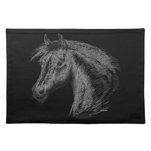 Horse:  Black Placemat (Front)
