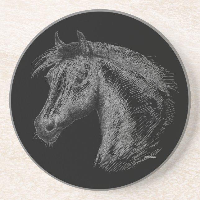 Horse:  Black Sandstone Coaster (Front)