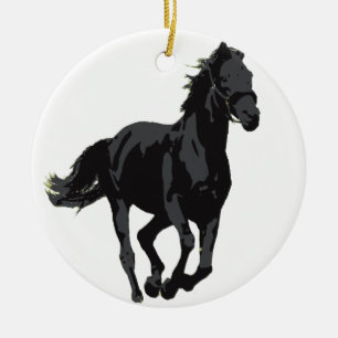 Horse - Black Stallion Ceramic Ornament