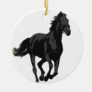 Horse - Black Stallion Ceramic Ornament