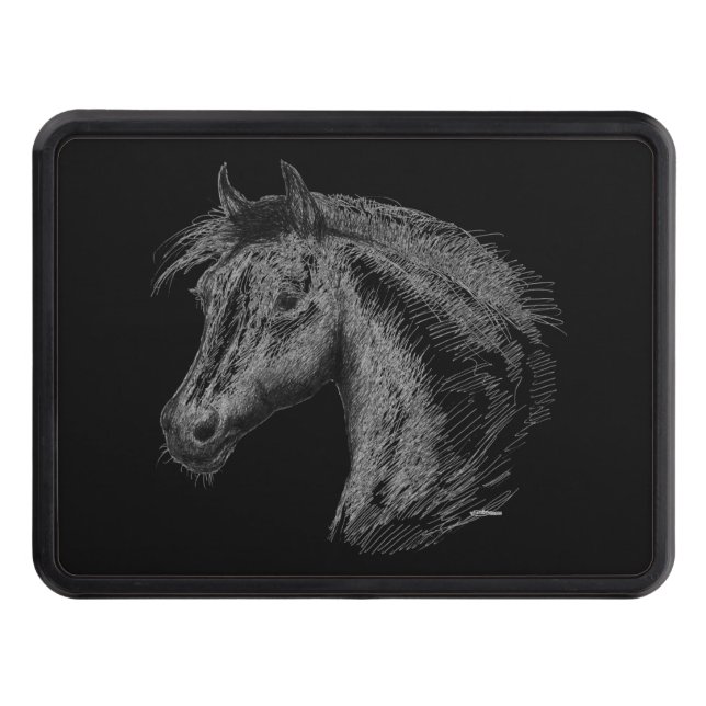 Horse:  Black Tow Hitch Cover (Front)