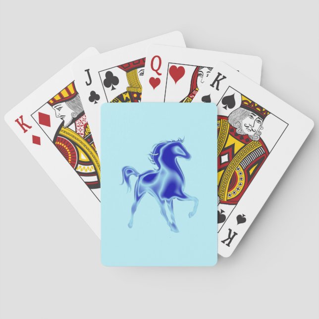 Horse Blue Playing Cards - Custom Colors (Back)