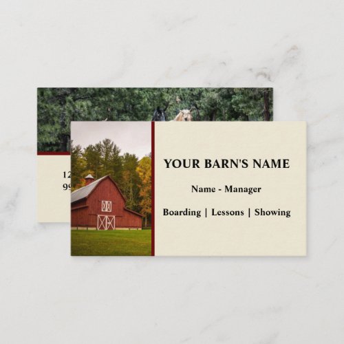 Horse Boarding Barn _ Equestrian Business Card