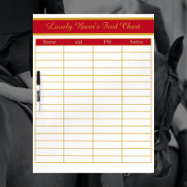Horse Boarding Barn Feed Chart - Show Red   Gold Dry Erase Board