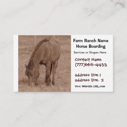 Horse  Boarding or Stables Business Card Template