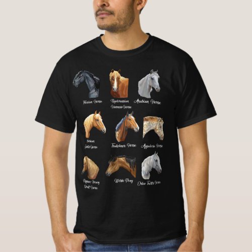 Horse Breeds Equestrian horseback riding gift for  T_Shirt